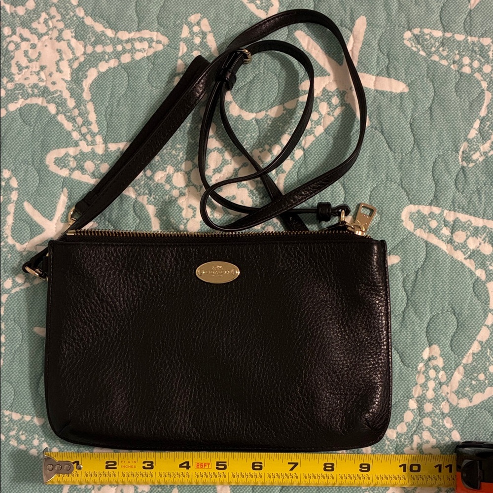 #1- Coach Black Leather Lyla Crossbody Bag with card pocket on back of bag.  🎄🎄🎄